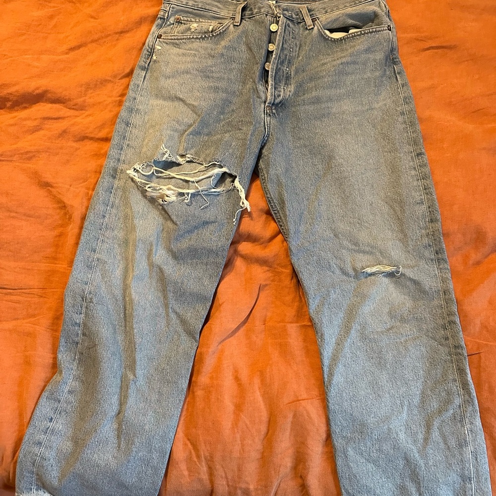 Agolde Relaxed Distressed Blue Jeans